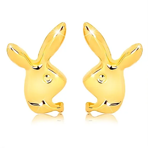 Zlaté náušnice 9K hlava zajaca