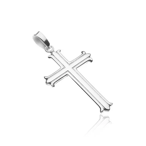Strieborný prívesok 925 - kríž so zárezmi a rozvetvenými cípmi