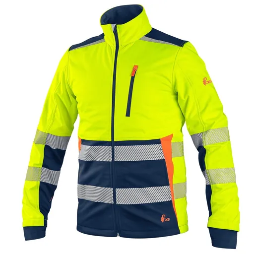 Canis (CXS) Pánska reflexná softshellová bunda CXS BENSON - Žltá / modrá | M