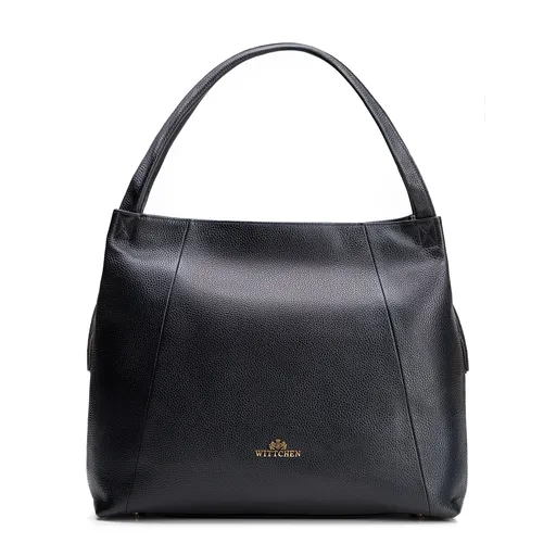 Dámska kabelka typu vak z kože čierno-zlatá 100-4E-626-1G