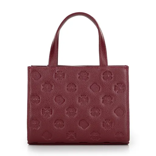 Kožená kabelka s embosovaním bordová