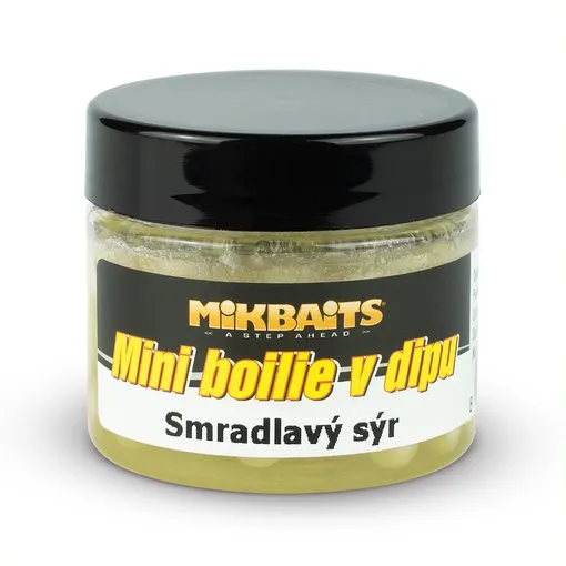 Mikbaits mini boilie v dipe 6-8 mm 50 ml-smradľavý syr
