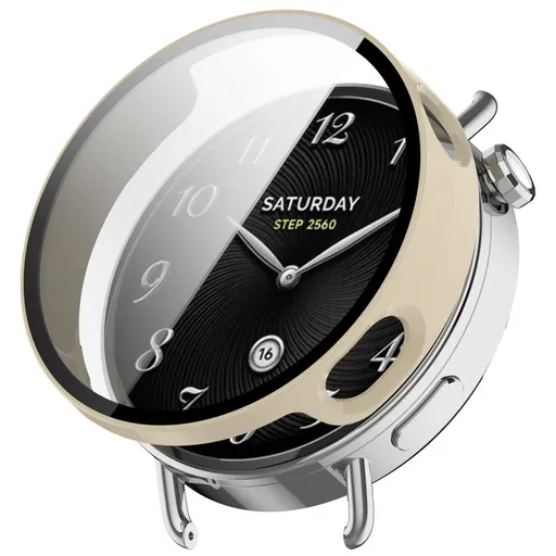 PC FULL COVER Plastový kryt so sklom pre Xiaomi Watch S4 41mm IVORY