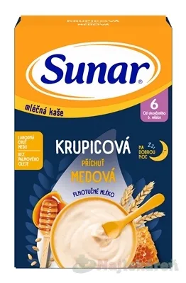 SUNAR mliečna KAŠA KRUPICOVÁ Na dobrú noc medová 6m+ 210 g