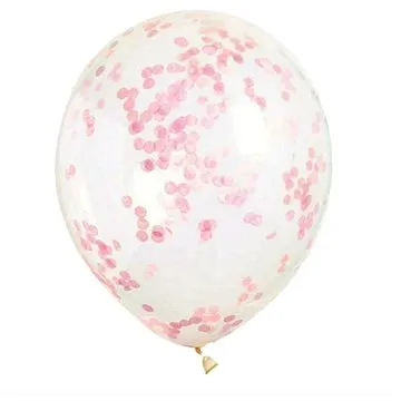 Balóniky 30cm – priehľadné s ružovými konfetami – 6 ks (11179581177)