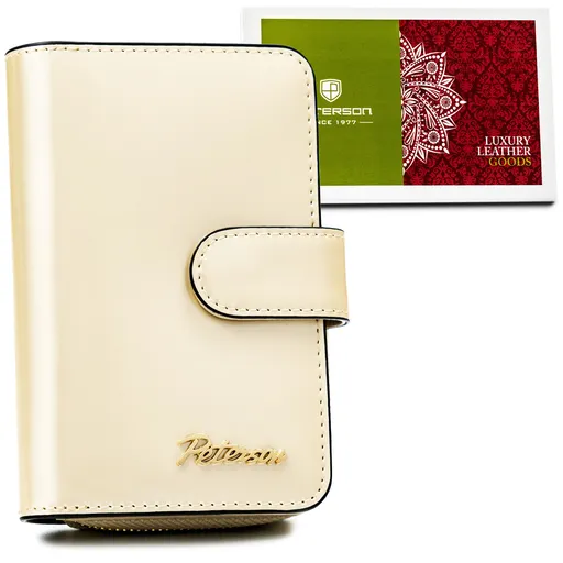 Malá béžová dámska peňaženka so zapínaním na zips a patentku - Peterson