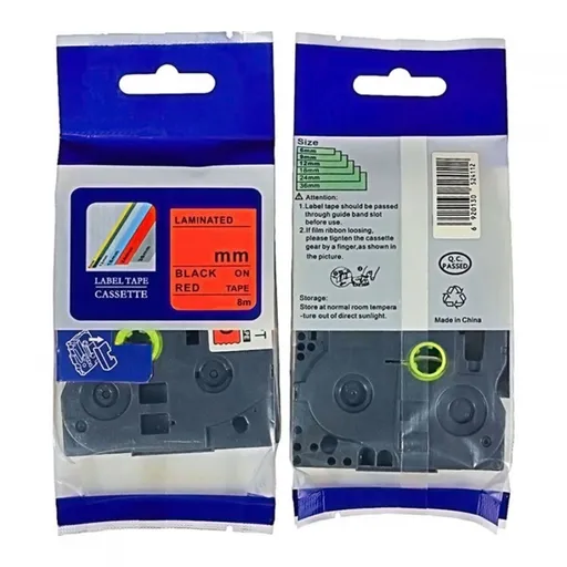 Kompatibilní páska s Brother HGe-451, 24mm x 8m, černý tisk / červený podklad, vysokorychlostní