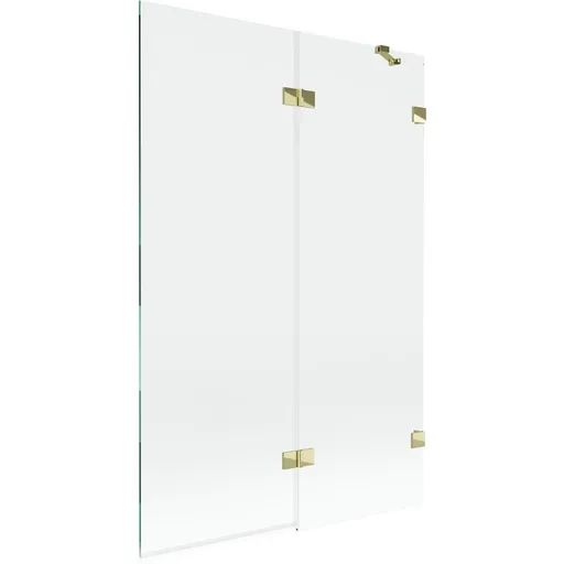 MEXEN/S - Lunar vaňová zástena 2-krídlová pravá 120 x 150, transparent, zlatá 897-120-100-50-00-P