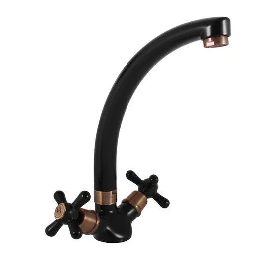 RAV SLEZÁK Morava drezová batéria s otočným ramienkom čierna / stará mosadz mk120.0/3cmatsm MK120.03CMATSM