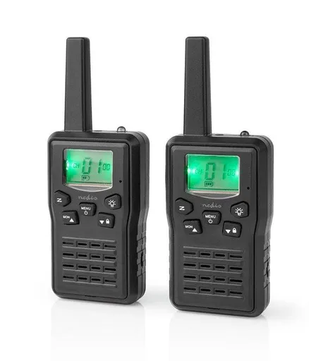 Nedis WLTK1010BK - Vysielačka | Dosah 10 km | 8 Kanálov | PTT/VOX | Nabíjacia Základňa | 2 Kusy | Čierna