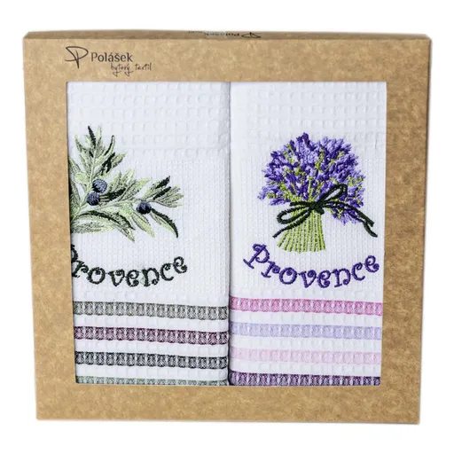 Polášek Vyšívaná vaflová utierka s motívom - 2 ks - Provence č. 4