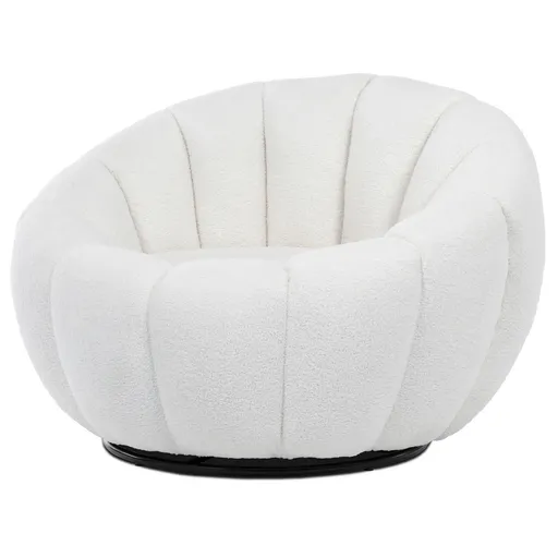 Otočné kreslo Bouclé WT2, biela