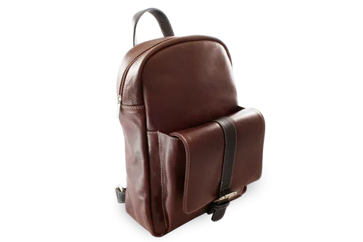 Hnedočierny kožený batoh 311-1717-40/60