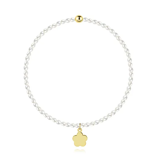 Náramok z kultivovaných barokových perál so zlatým kvetinovým príveskom 9K