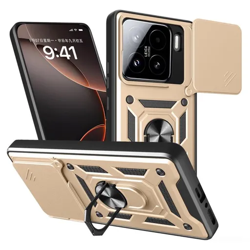 RING CAMERA Kryt s držiakom pre Xiaomi 15 zlatý