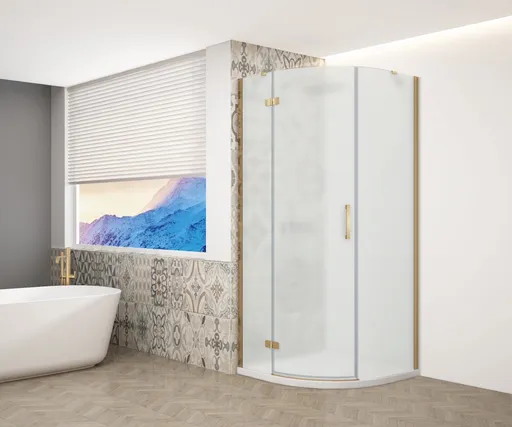 GELCO TRINITY GOLD štvrťkruhový kút 900x900 ľavý, matné sklo, GT6590ML-G GT6590ML-G