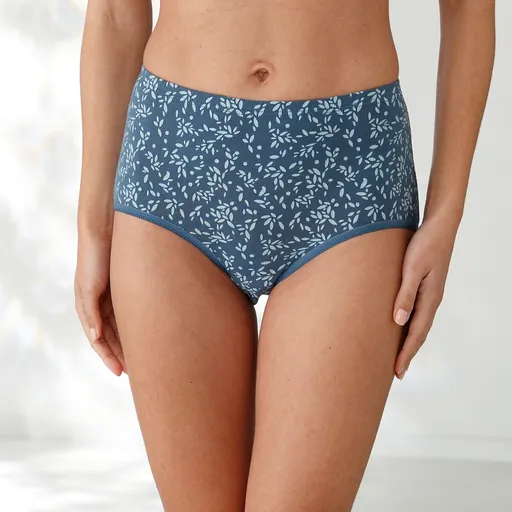 Súprava 7 maxi nohavičiek s vysokým pásom, modrých a s potlačou púpavy