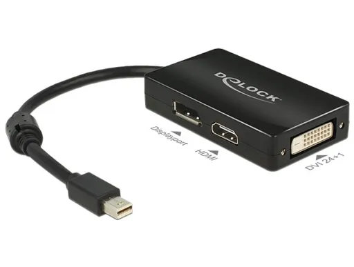 Delock Adaptér mini Displayport 1.1 samec > Displayport / HDMI / DVI samica pasívny čierny