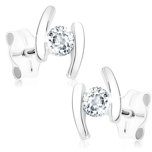 Zlaté náušnice 9K s čírym zirkónom medzi oblúkmi