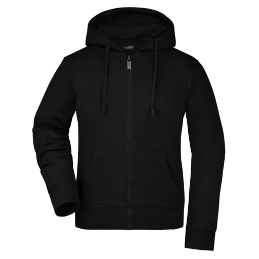 James & Nicholson (Daiber) Dámska mikina na zips s kapucňou JN053 - Čierna | XL