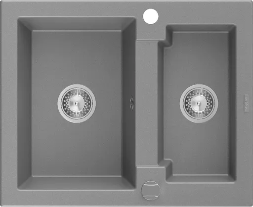 MEXEN MEXEN - Carlos granitový drez 1.5 582x475 mm, sivý, sifón chróm 6518581500-71