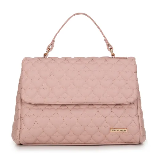 Torebka kuferek pikowana w serca różowa 99-4Y-404-P