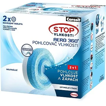 CERESIT - Stop vlhkosti Aero 360° 2 v 1, 2× 450 g, náhradné tablety (5997272386794)