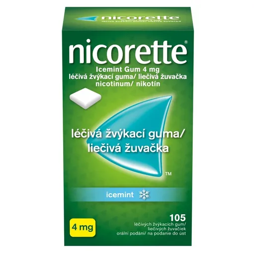 NICORETTE Icemint Gum 4 mg liečivé žuvačky 105 kusov