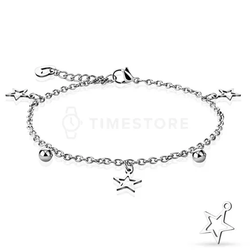 Náramok z chirurgickej ocele s príveskami hviezd TS-BR-0027