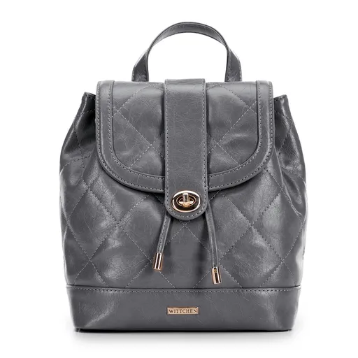 Dámsky batoh z ekokože s geometrickým prešívaním sivý 99-4Y-625-8