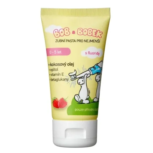BOB A BOBEK Detská zubná pasta príchuť maliny a jahody 0-5 rokov 50 ml