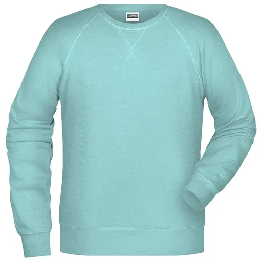 James & Nicholson (Daiber) Pánska mikina bez kapucne z biobavlny 8022 - Ľadovo modrý melír | M