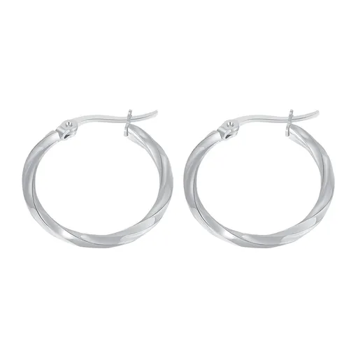 Náušnice z ocele 316L – špirálovito zatočené kruhy, strieborná farba