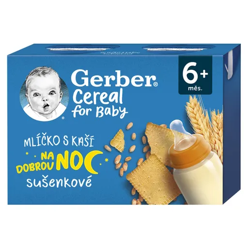 GERBER Cereal mliečko s kašou dobrú noc sušienkové 6m+.2 x 200 ml