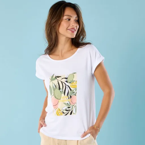 Tričko s krátkymi rukávmi a potlačou pre nižšiu postavu