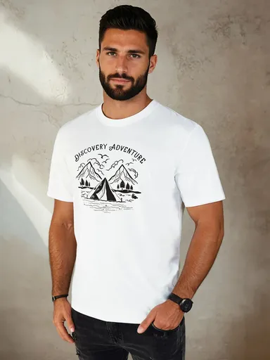 Pánske tričko s potlačou bielej farby Dstreet RX5412