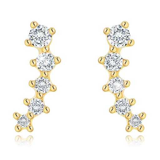 Zlaté náušnice 14K s oblúkom z čírych zirkónov