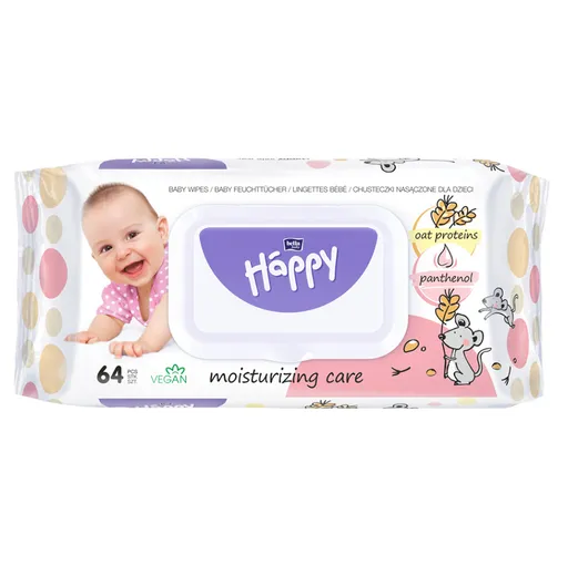 BELLA HAPPY Baby čistiace obrúsky s ovsenými proteínmi 64 kusov