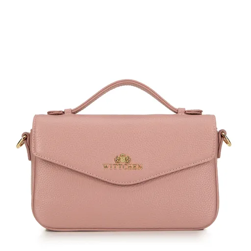 Torebka damska crossbody ze skóry groszkowej różowa 99-4E-617-P