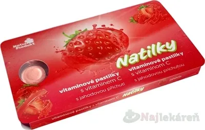 Packom International Natilky jahodové pastilky s vitamínom C 12 pastiliek
