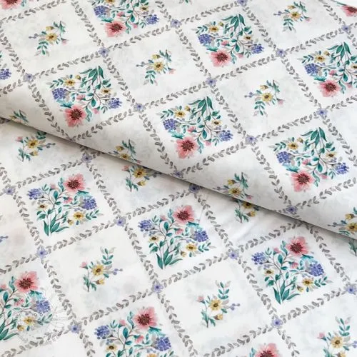 Bavlnená látka Flowers Tara off white design A digital print