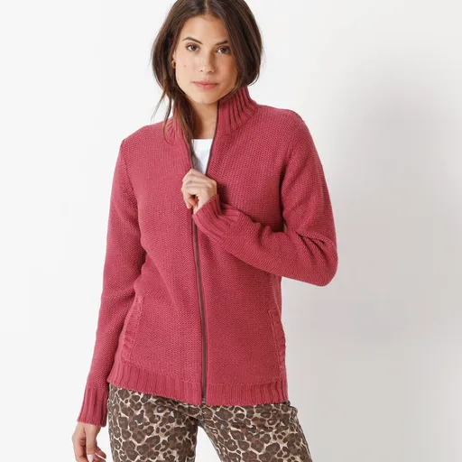 Sveter na zips s podielom 30 % vlny