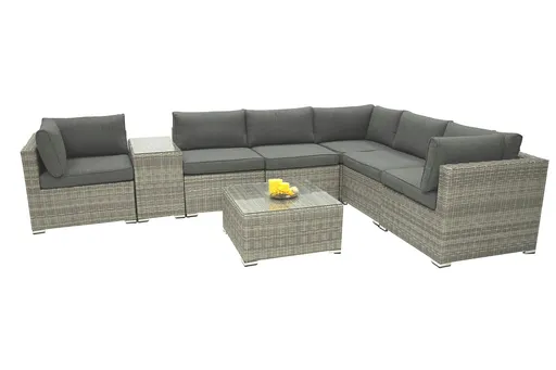 DEOKORK Ratanová variabilná zostava SEVILLA pre 6 osôb (sivá)