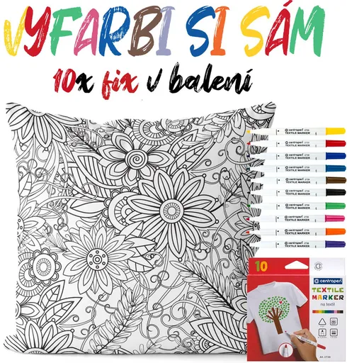 Vankúšik na vyfarbenie Floral (Velikost polštáře: 40 x 40 cm)