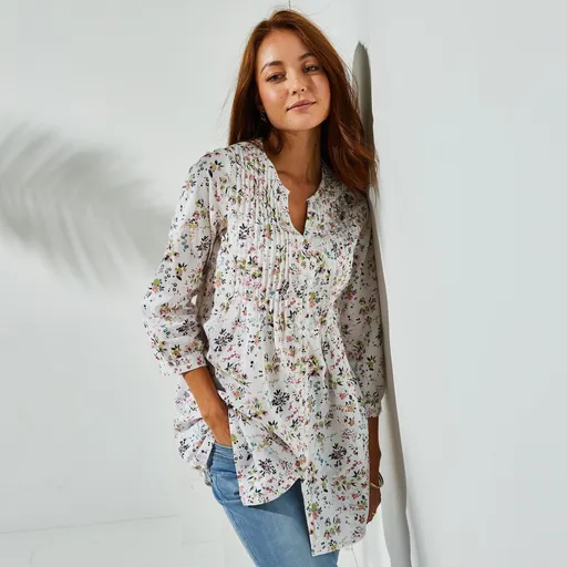 Tunika so zámikmi a potlačou kvetín