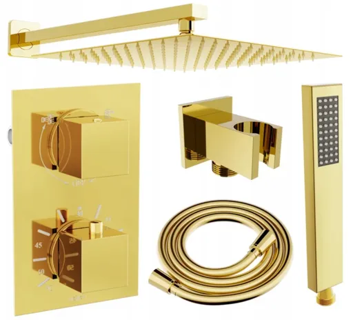 MEXEN/S MEXEN/S - Cube DR02 podomietkový sprchový SET + slim sprcha 25, zlatý 77502DR0225-50