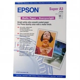 Epson Matte Paper Heavyweight S041264 C13S041264, 167 g/m2, A3+, matný, silný, biely, foto papier