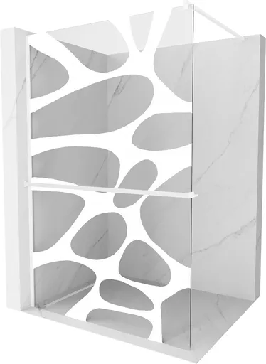 MEXEN/S - Kioto+ Sprchová zástena WALK-IN s poličkou a držiakom uterákov 110 x 200, biely vzor, biela 800-110-121-20-97