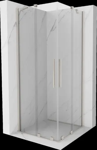 MEXEN/S - Velar Duo sprchovací kút, posuvné dvere 80 x 80, transparent, nikel kartáčovaný 871-080-080-02-97