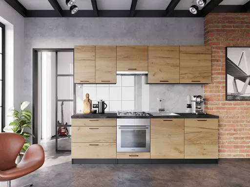 ArtLay Kuchynská linka VELLA | 260 cm dub craft zlatý